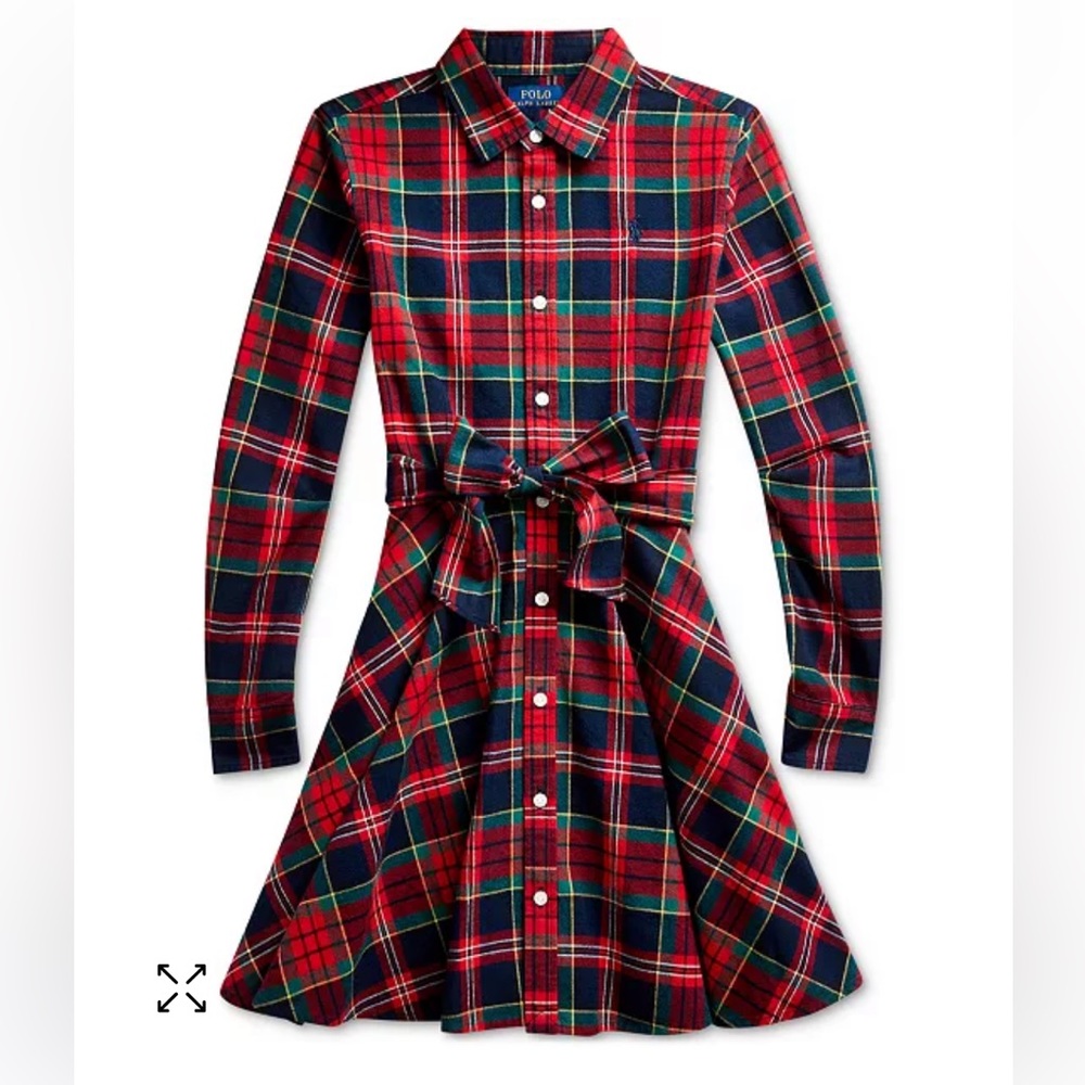 NWT Ralph Lauren girls size 5 plaid cotton shirt dress